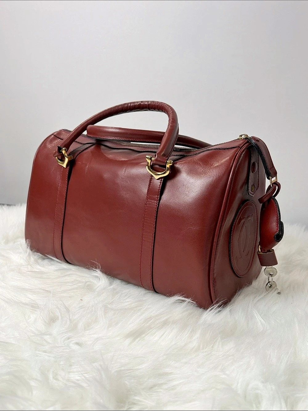 Cartier Must de Cartier Bordeaux Leather Boston Bag - Picture 12 of 16